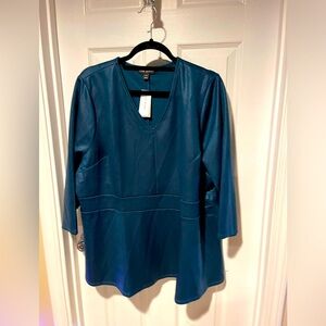 NWT Lane Bryant Illusion Collection Emerald Green Peplum Top size 22/24